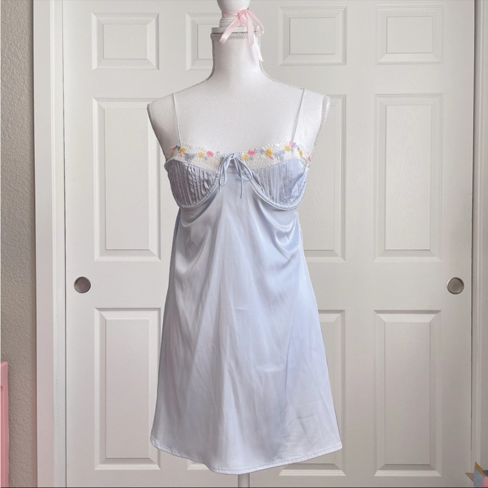 Baby blue floral slip dress